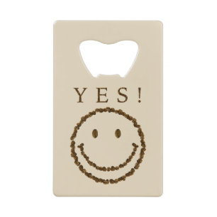 Smile with Coffee Beans Credit Card Bottle Opener