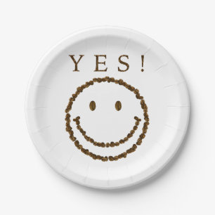 Smile with Coffee Beans Paper Plate