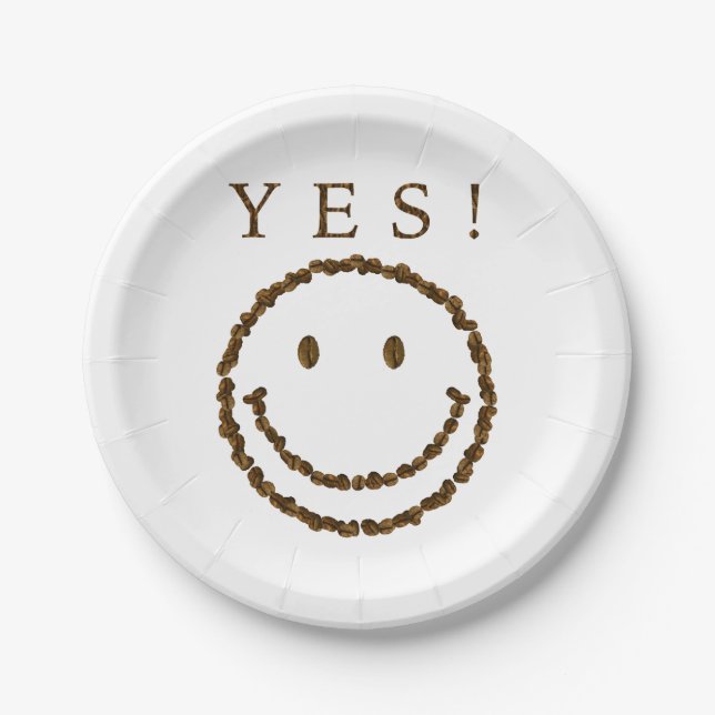 Smile with Coffee Beans Paper Plate (Front)