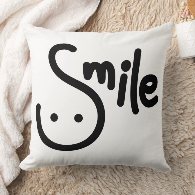 Smile writing throw pillow (Blanket)