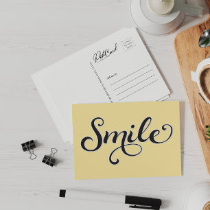 Smile Yellow Happy Say Hello Retro Fun Postcard