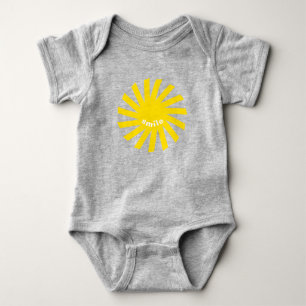 Smile yellow sun bright happy fun modern cheerful baby bodysuit