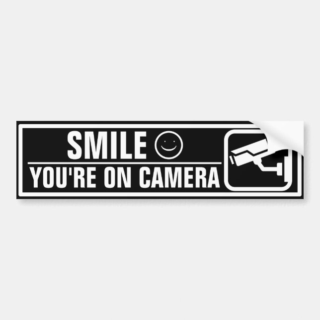 Smile You're On Camera Bumper Sticker (Front)