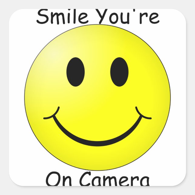 Smile You're on Camera Square Sticker (Front)
