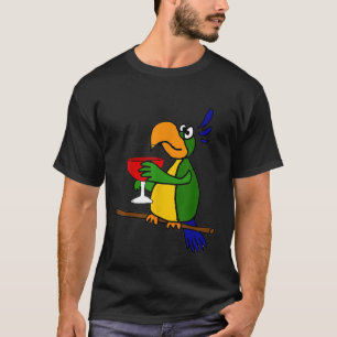 Smilemoretees Funny Parrot Bird Drinking Wine T-sh T-Shirt