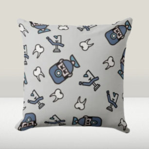 Smiles All Around – Dentist-Themed Throw Pillow