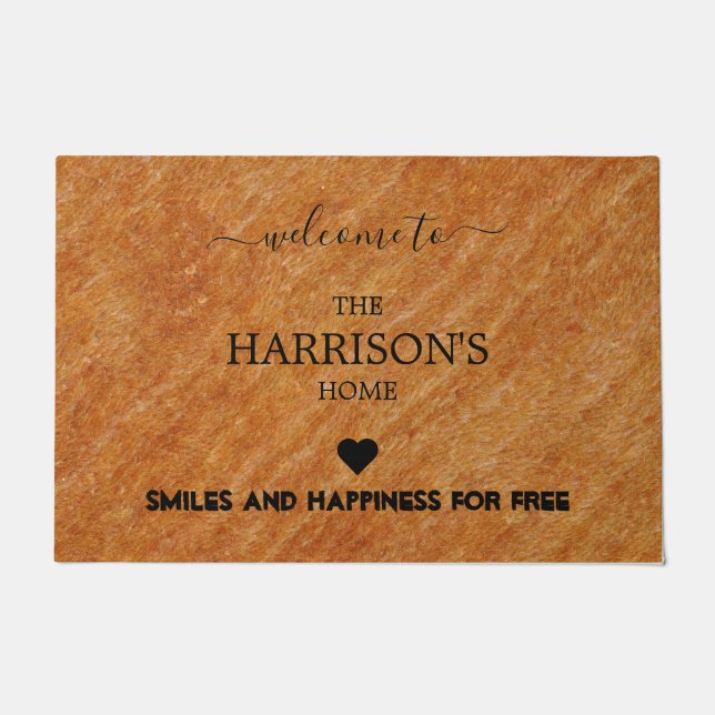 Smiles and Happiness for free Welcome Doormat (Front)