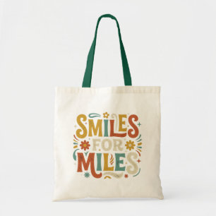 Smiles For Miles Retro Positive Boho Tote Bag