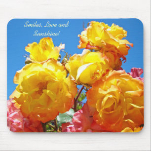Smiles Love Sunshine mousepad Yellow Rose Flowers