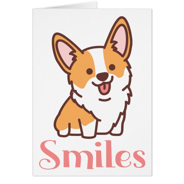 Smiles Miss You  Cute Puppy Dog Corgi Hello (Front)