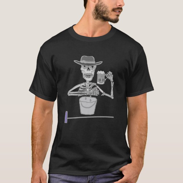 Smilesfunny Funny Skeleton Drinking Beer With Mop T-Shirt (Front)