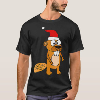 SmilesXMAS Funny Beaver in Santa hat Christmas T-Shirt