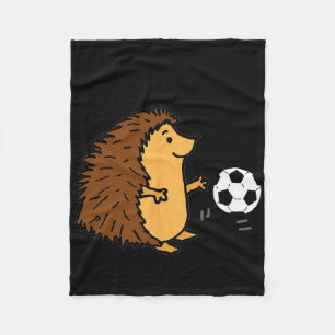 Smileteessports Cute Hedgehog Playing Soccer Fleece Blanket