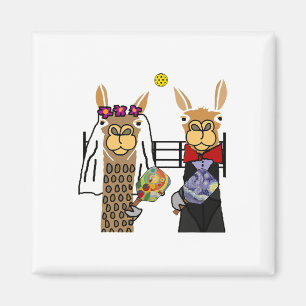 Smileteessports Fun Llama Bride And Groom Pickleba Magnet