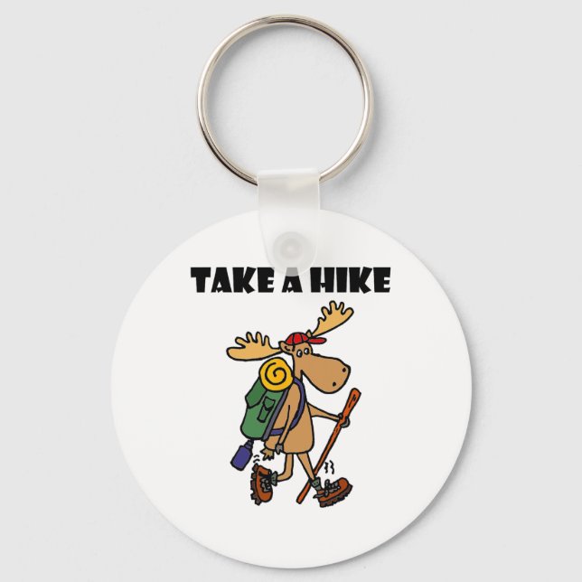 Smileteessports Funny Take A Hike Moose Hiking  Keychain (Front)