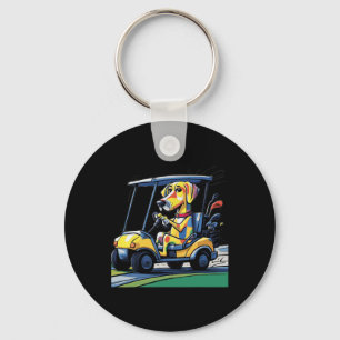 Smileteessports Funny Yellow Lab Dog Driving Golf  Keychain