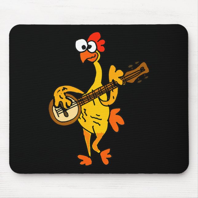 Smileteestank Funny Rubber Chicken Playing Banjo C Mouse Pad (Front)