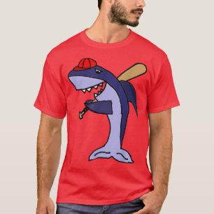 Smiletodaytees Funny Shark Playing Baseball T-Shirt