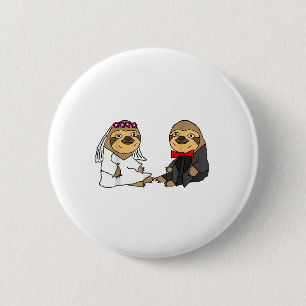 Smiletodaytees Funny Sloth Bride And Groom Wedding 2 Inch Round Button