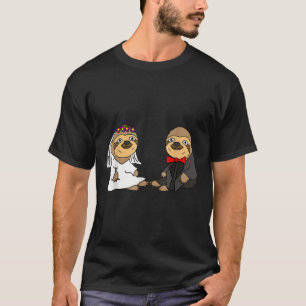 Smiletodaytees Funny Sloth Bride And Groom Wedding T-Shirt