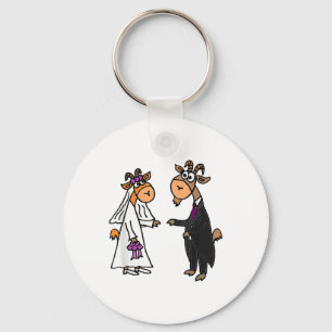 Smiletodaytees Goat Bride And Groom Wedding _1  Keychain