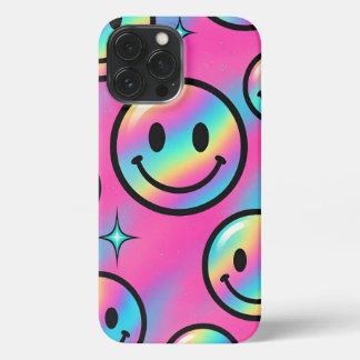 Smiley Arc-en-Ciel - Retro Y2K iPhone Shell 13 Pro Max Case