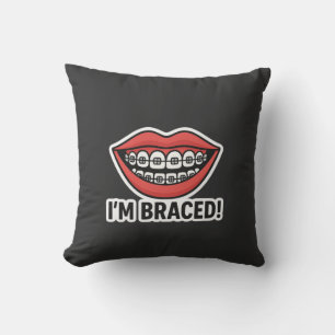 Smiley Braces Fun Sticker – Colourful Lips  Throw Pillow