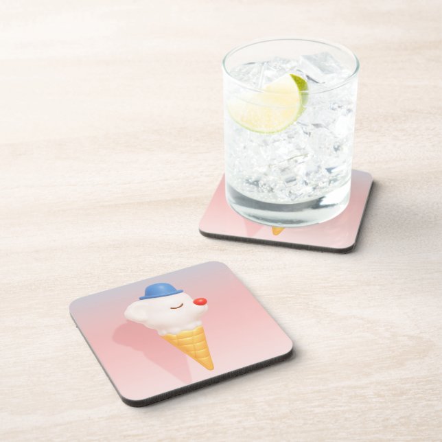 Smiley Cone: 3D Cute Dog Ice Cream Character Art Coaster (Right Side)