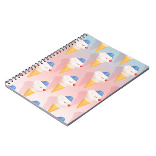 Smiley Cone Cute 3D Dog Ice Cream Pop Art Patter Notebook