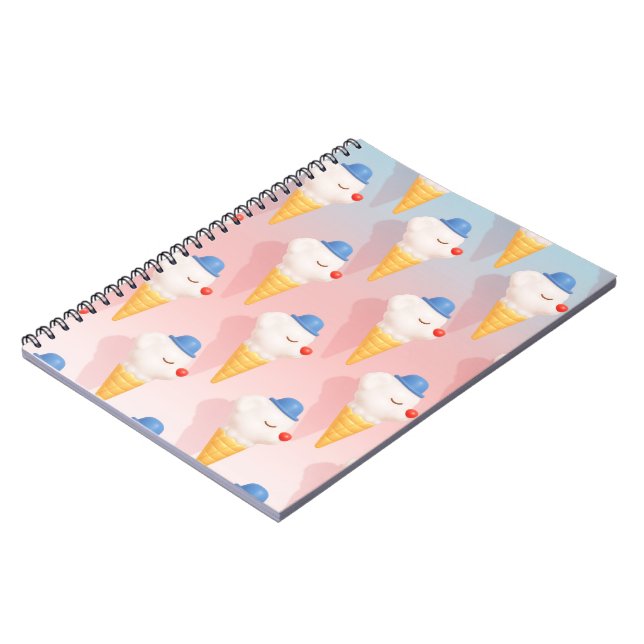 Smiley Cone | Cute 3D Dog Ice Cream Pop Art Patter Notebook (Left Side)