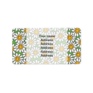 Smiley Daisy Flowers Pattern Label