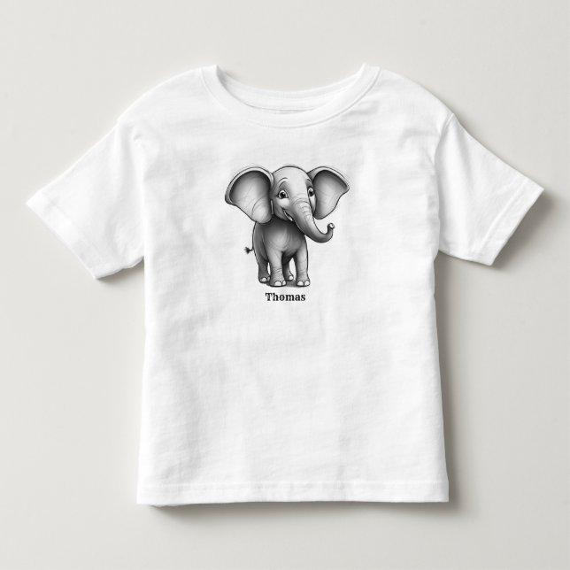 Smiley Elephant Personalized Toddler T-shirt (Front)