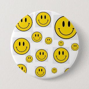 Smiley Face Brooch 3 Inch Round Button