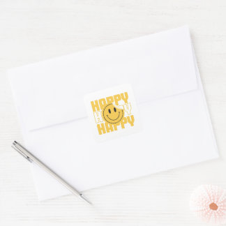 smiley face happy square sticker