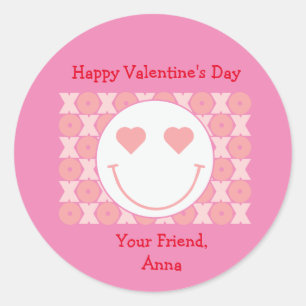 Smiley Face Personalized Valentine Party Sticker
