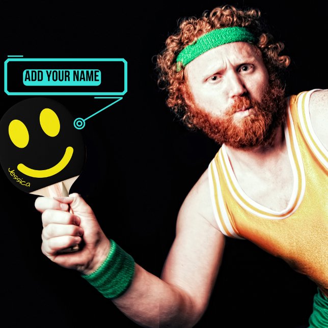Smiley Face Ping Pong Paddle (Add a dose of pure joy to your game with this set of paddles that can be personalized.)