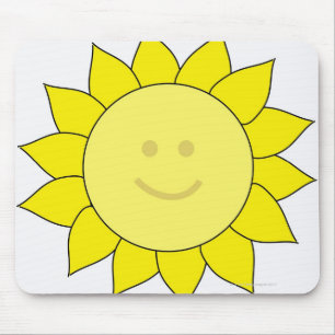 Smiley-Faced Sunflower Mouse Pad