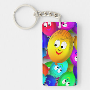 Smiley Faces Balloons Pattern-64171 Keychain