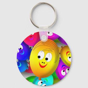 Smiley Faces Balloons Pattern-64171 Keychain