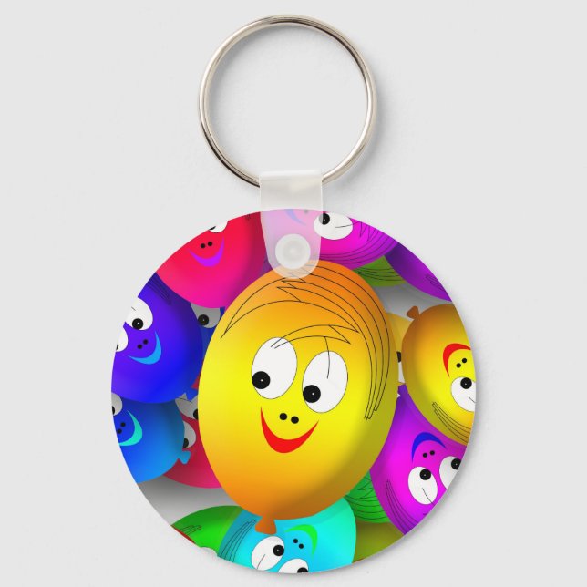 Smiley Faces Balloons Pattern-64171 Keychain (Front)