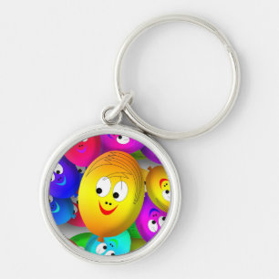 Smiley Faces Balloons Pattern-64171 Keychain