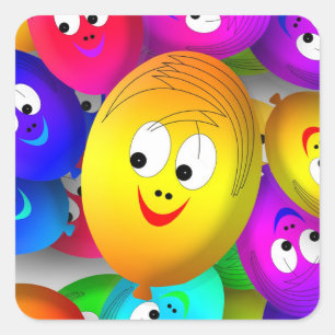 Smiley Faces Balloons Pattern-64171 Square Sticker