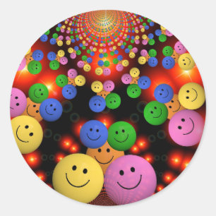 Smiley faces stickers. classic round sticker
