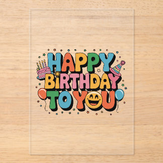 Smiley Happy Birthday Acrylic Invitations