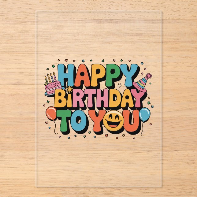 Smiley Happy Birthday Acrylic Invitations (Front)