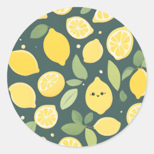Smiley Lemon Classic Round Sticker