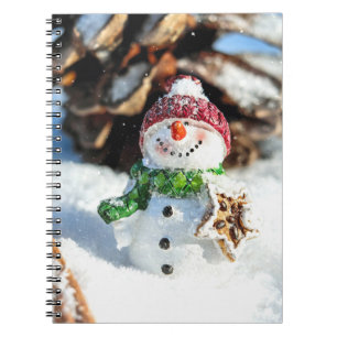 Smiley Little Snowman In Red Hat Notebook