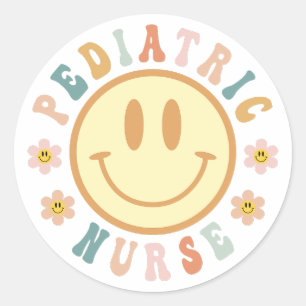 Smiley Pediatric Nurse, PEDS Nurse, Peds Nursing Classic Round Sticker