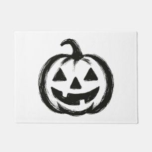 Smiley Pumpkin – Ink Brush Halloween Design on  Doormat