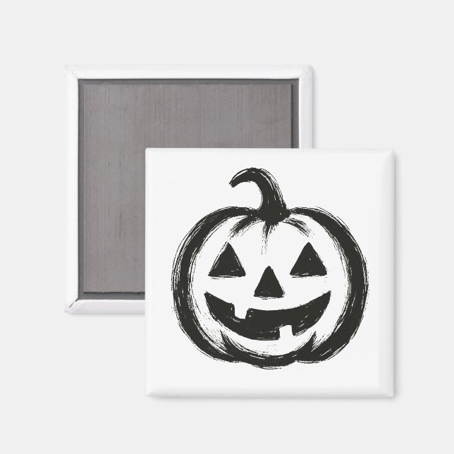 Smiley Pumpkin – Ink Brush Halloween Design on  Magnet (Front/Back)